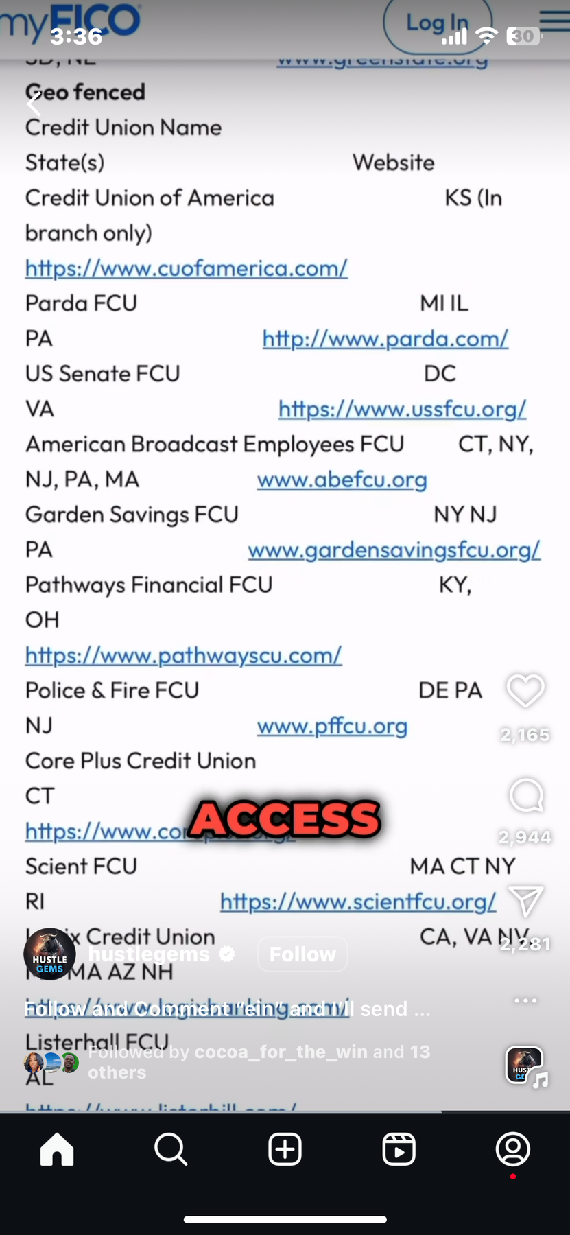 myFICO Credit Union List Part 2