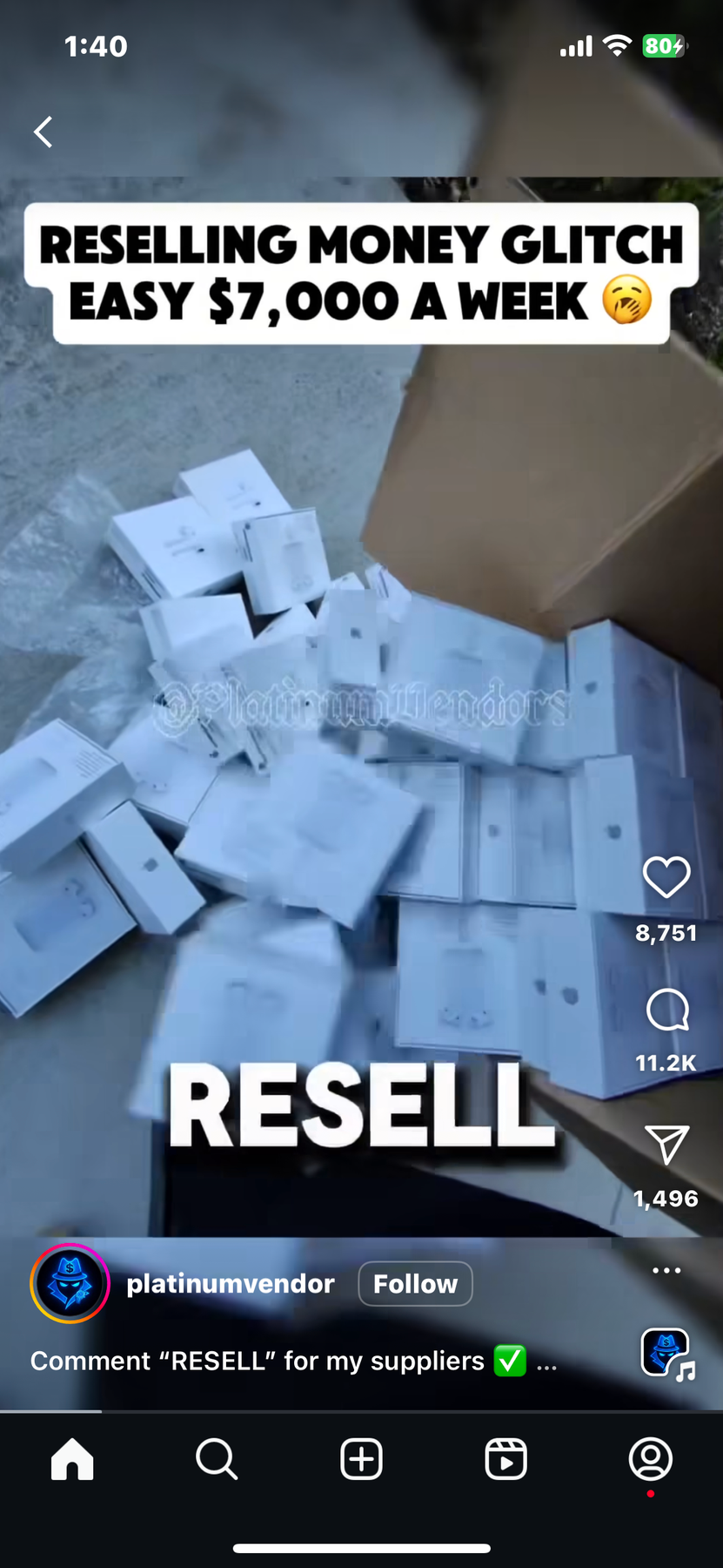 Reselling Money Glitch