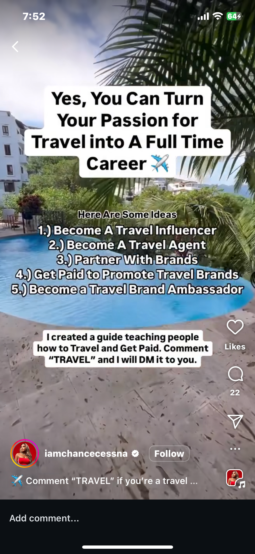 Travel Career Influencer