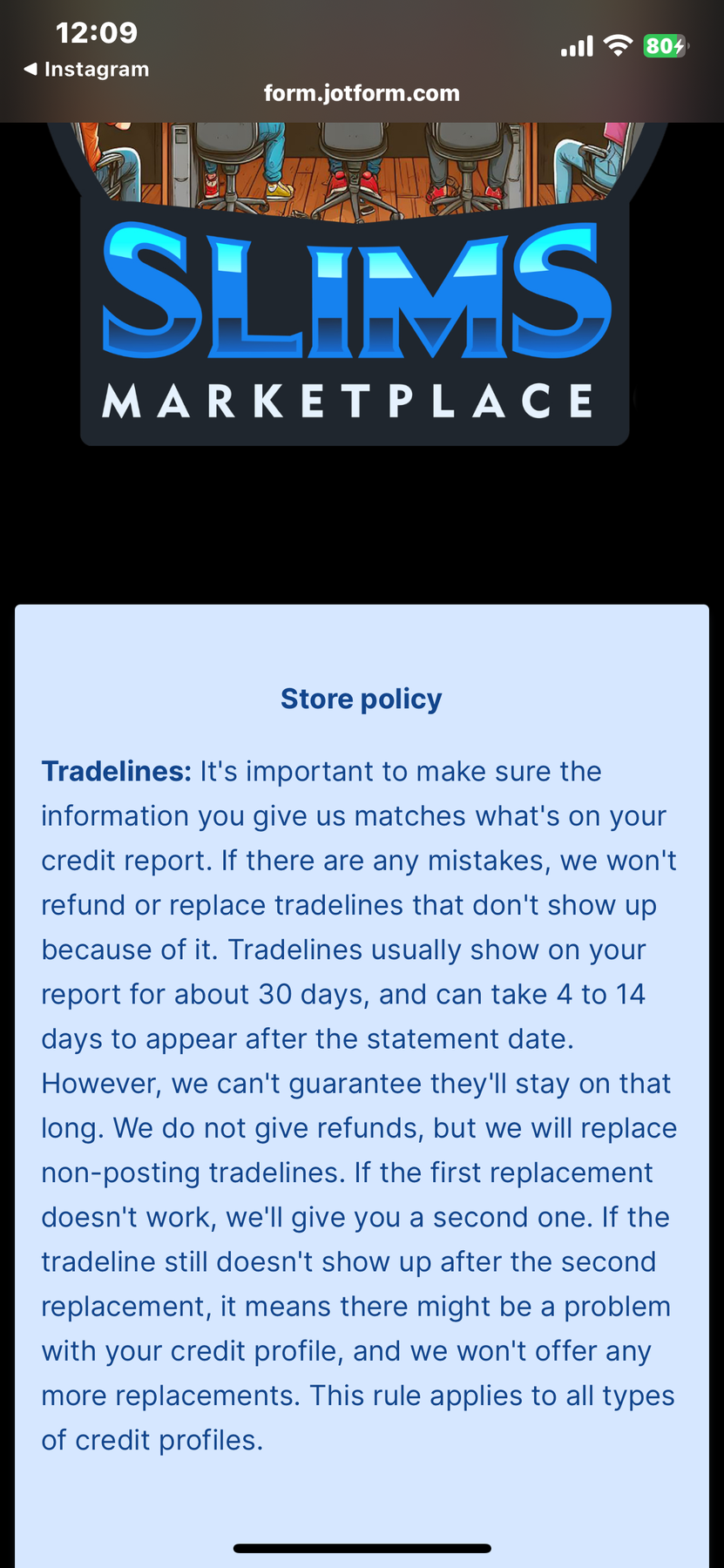 Slims Marketplace Tradelines