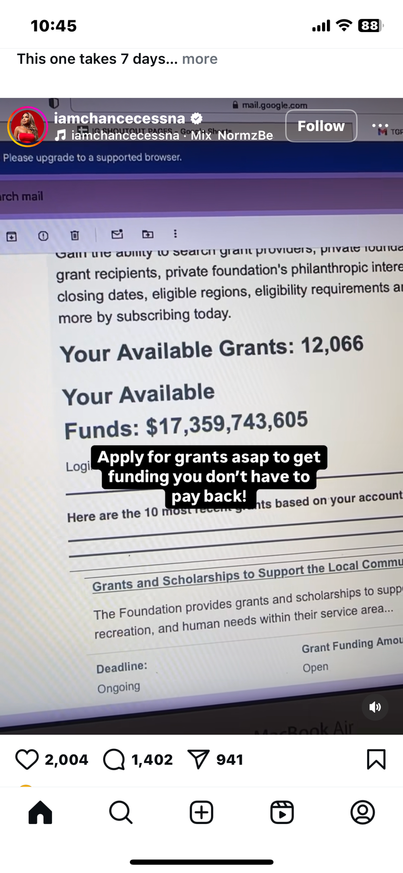 Grant Database Warning