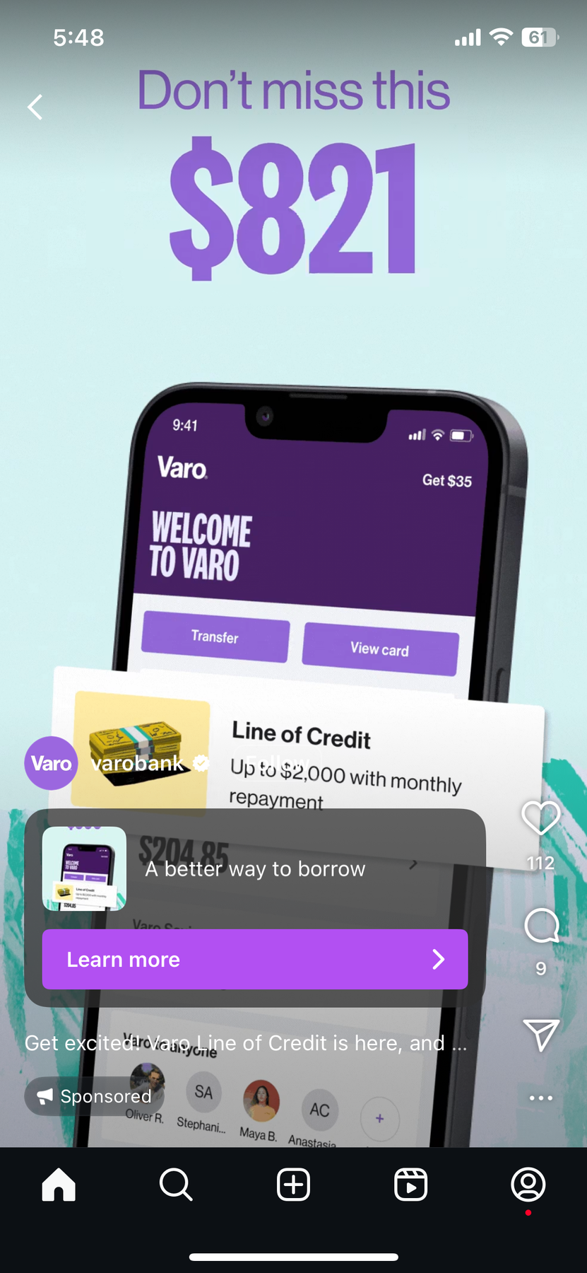 Varo Bank Line of Credit
