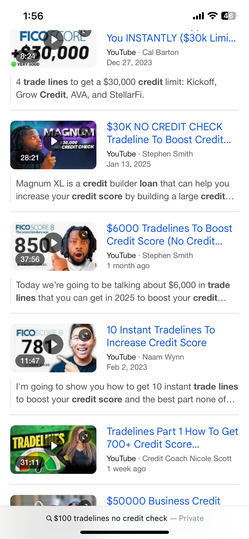 Tradelines YouTube Search