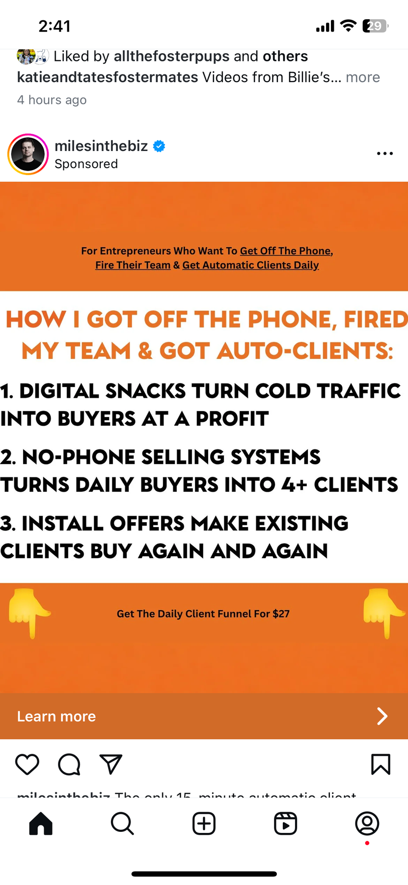 milesinthebiz Daily Client Funnel